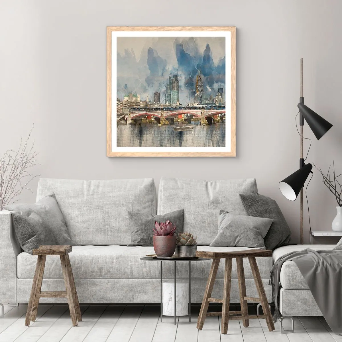 Pôster com moldura de carvalho claro - Londres em toda a sua glória - 40x40 cm