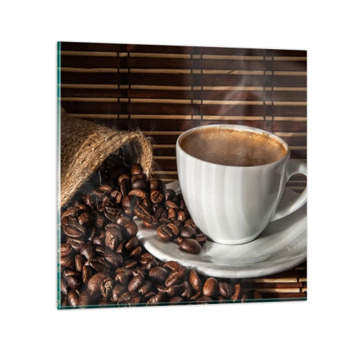 Quadro em vidro - A escuridão do carvão, a transparência do âmbar - 50x50 cm