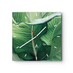 Relógio de parede - Relógio em vidro - Vida intensamente verde - 30x30 cm