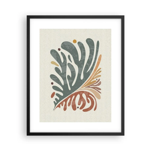 Pôster com moldura preta - Folha multicolorida - 40x50 cm