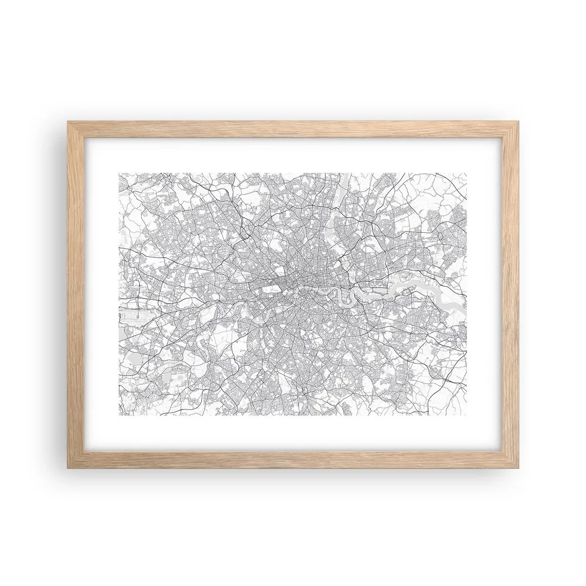 Pôster com moldura de carvalho claro - Mapa do labirinto de Londres - 40x30 cm