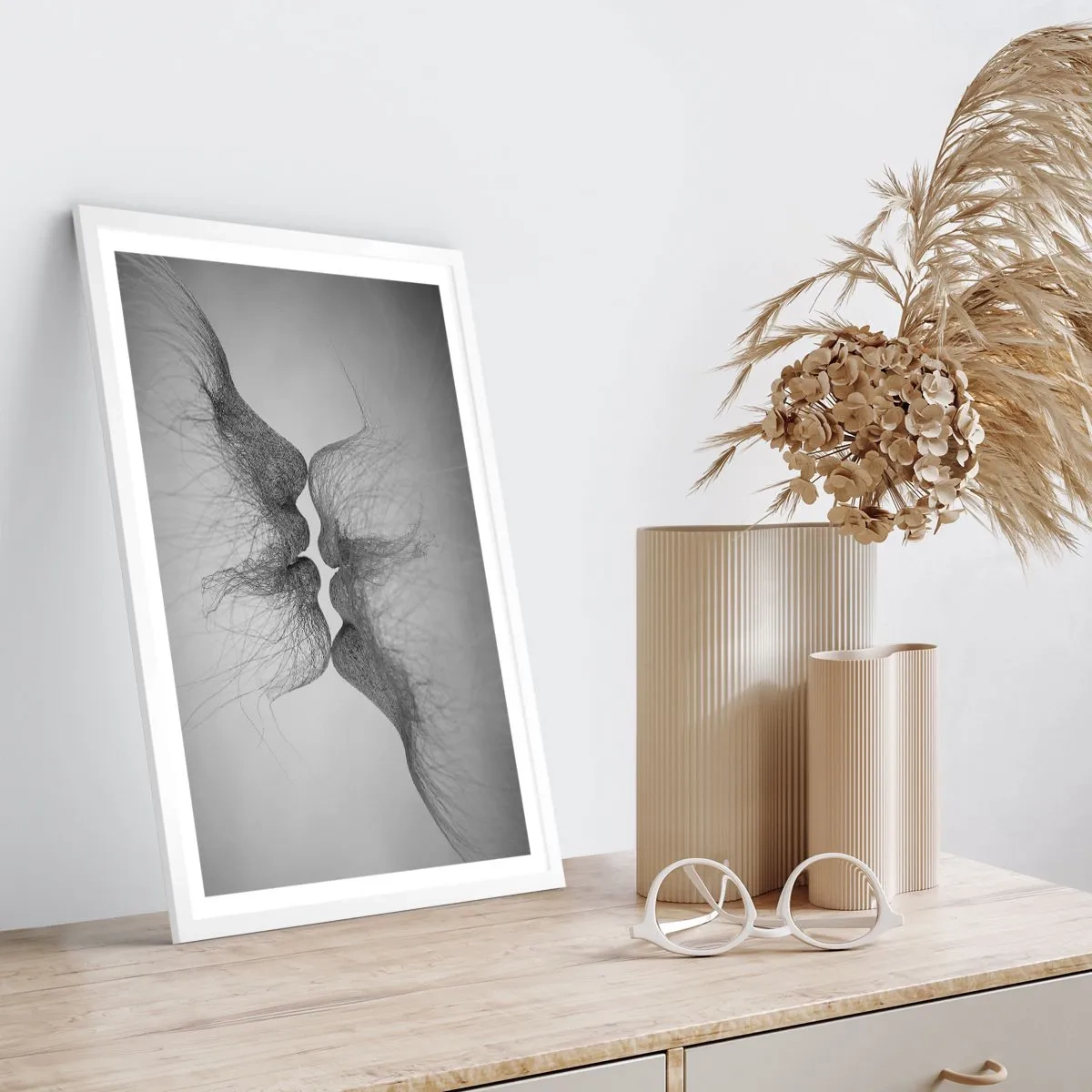 Pôster em moldura branca - O beijo do vento - 50x70 cm