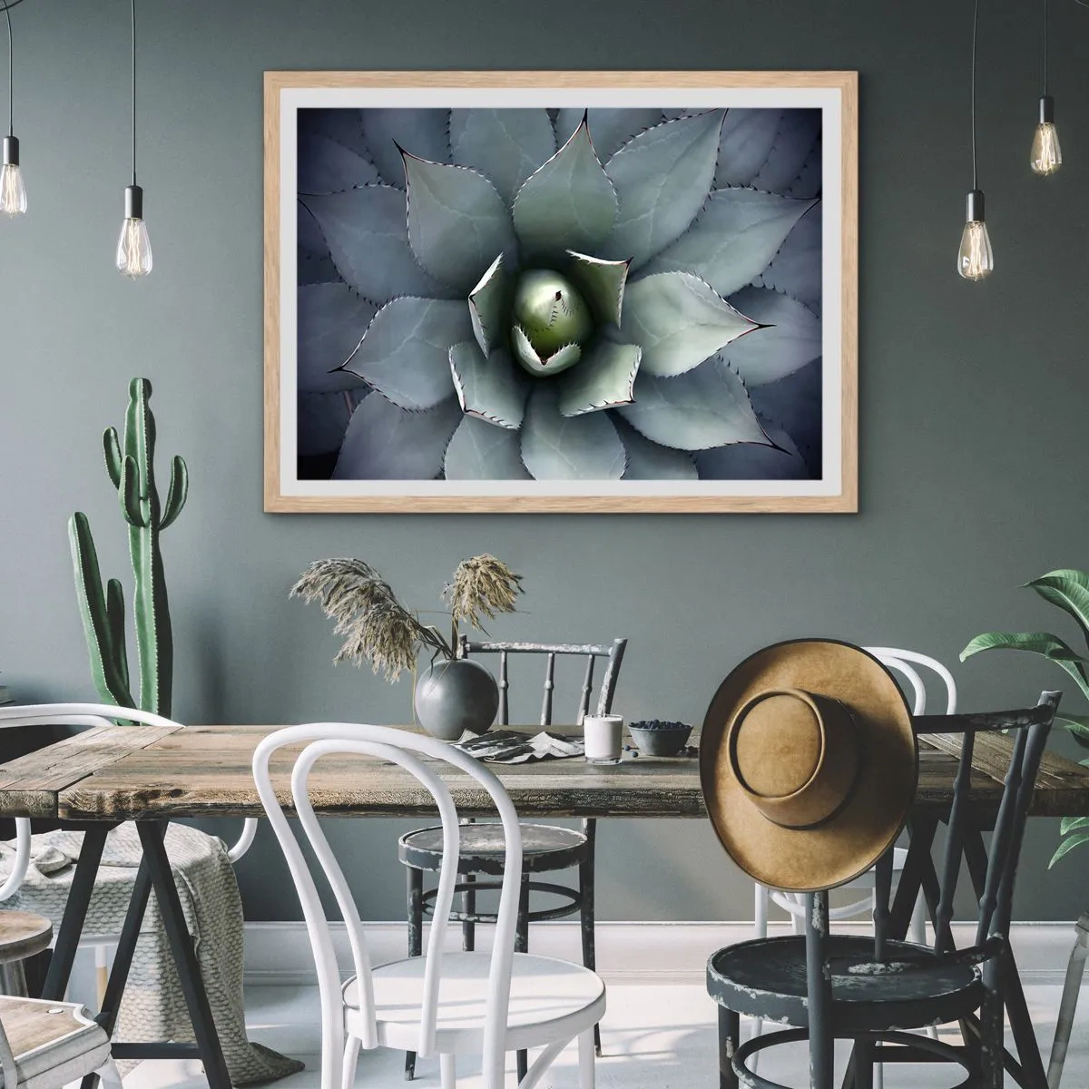 Pôster com moldura de carvalho claro - Atrai e adverte - 70x50 cm