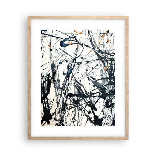 Pôster com moldura de carvalho claro - Abstração expressionista - 40x50 cm