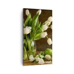 Quadro em tela - Suculentas e frescas em verde e branco - 45x80 cm