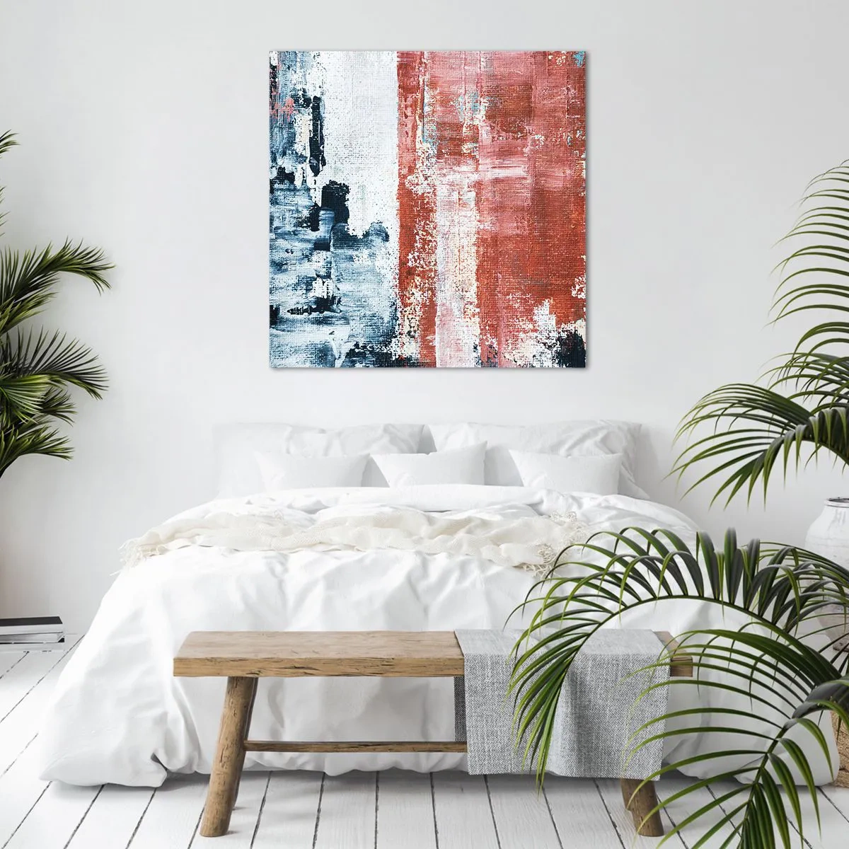 Quadro em tela - Meio a meio abstrato - 60x60 cm