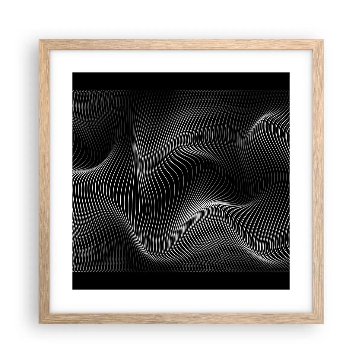 Pôster com moldura de carvalho claro - Dança de luz no espaço - 40x40 cm