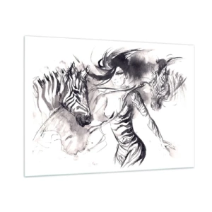 Quadro em vidro - Dançando com as zebras - 100x70 cm