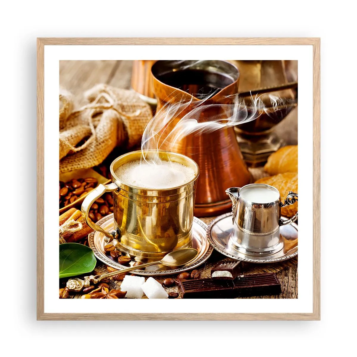 Pôster com moldura de carvalho claro - Bons dias! - 60x60 cm