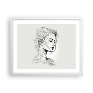 Pôster em moldura branca - Retrato em pensamento - 50x40 cm
