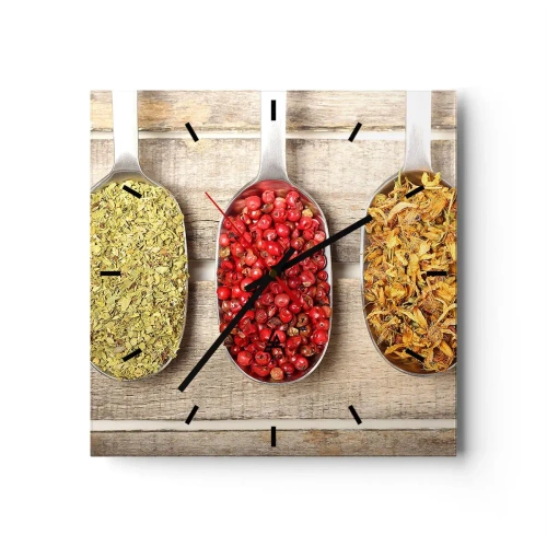 Relógio de parede - Relógio em vidro - Magia da cozinha - 40x40 cm