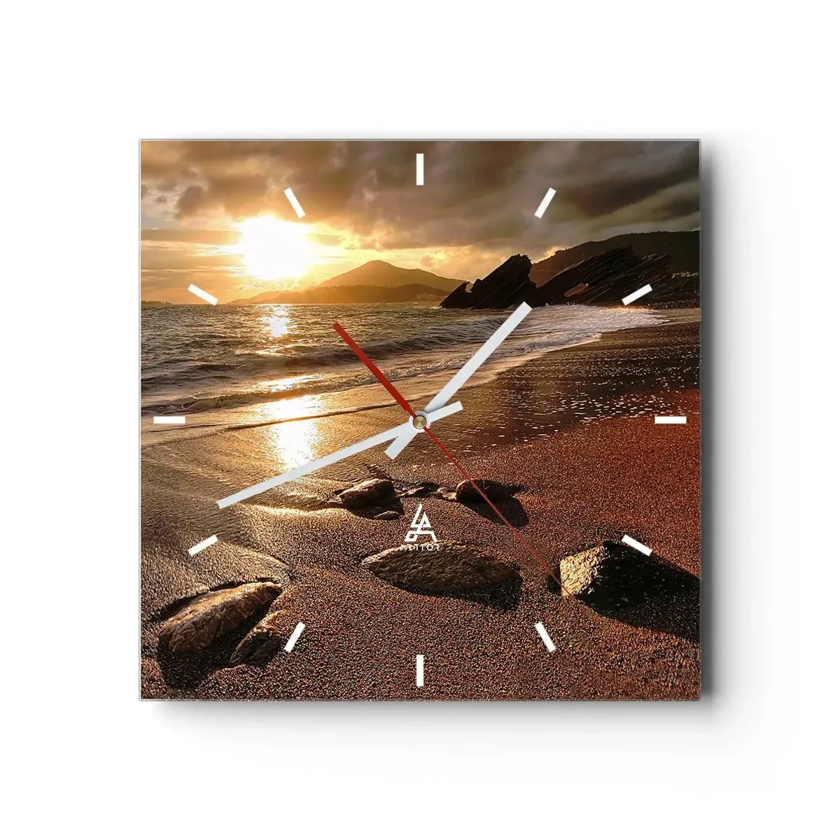 Relógio de parede - Relógio em vidro - Siga o sol em direção às colinas - 40x40 cm