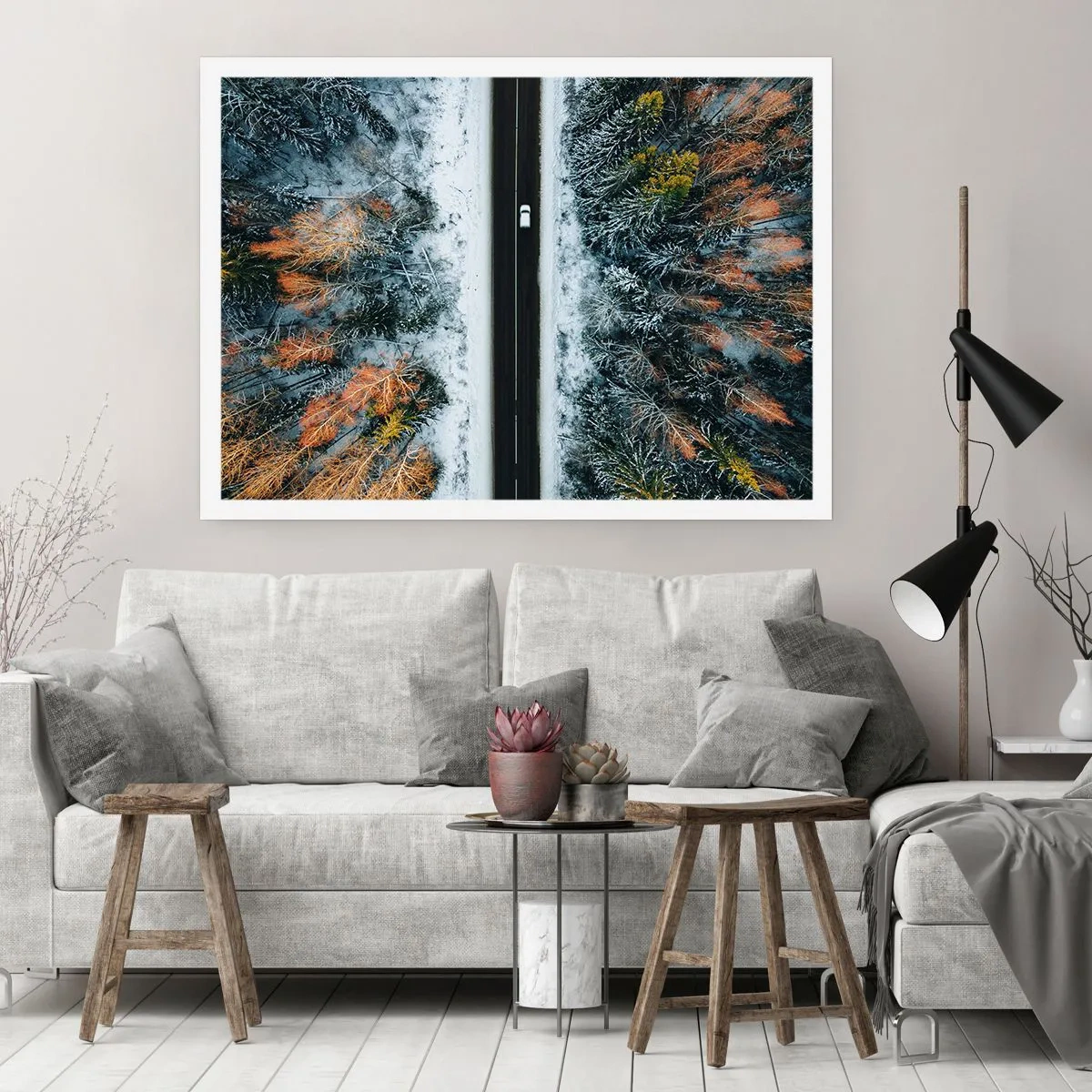 Pôster - Cortar a floresta no inverno - 50x40 cm