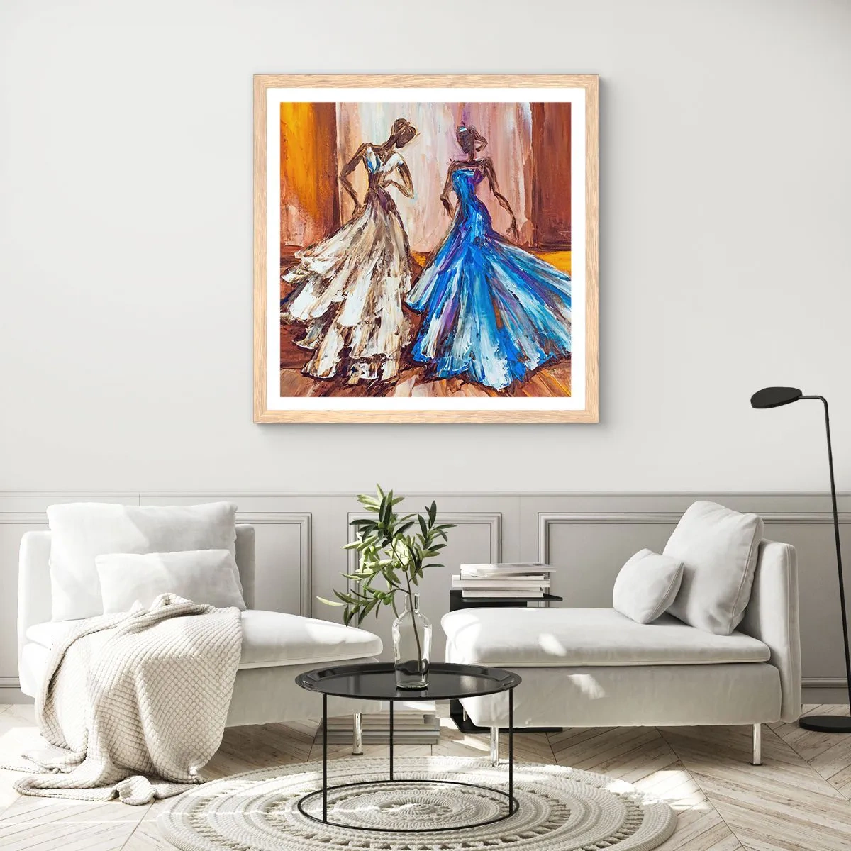 Pôster com moldura de carvalho claro - Uma bela dupla - 50x50 cm