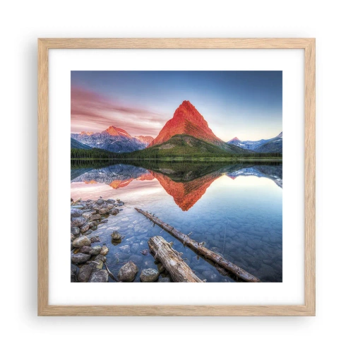 Pôster com moldura de carvalho claro - Calor e frio - 40x40 cm