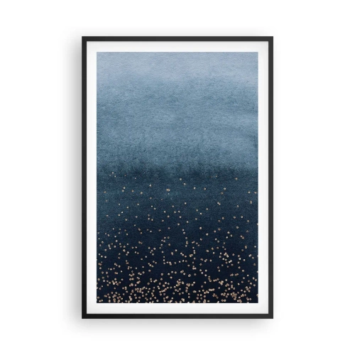 Pôster com moldura preta - Composição – fases azuis - 61x91 cm