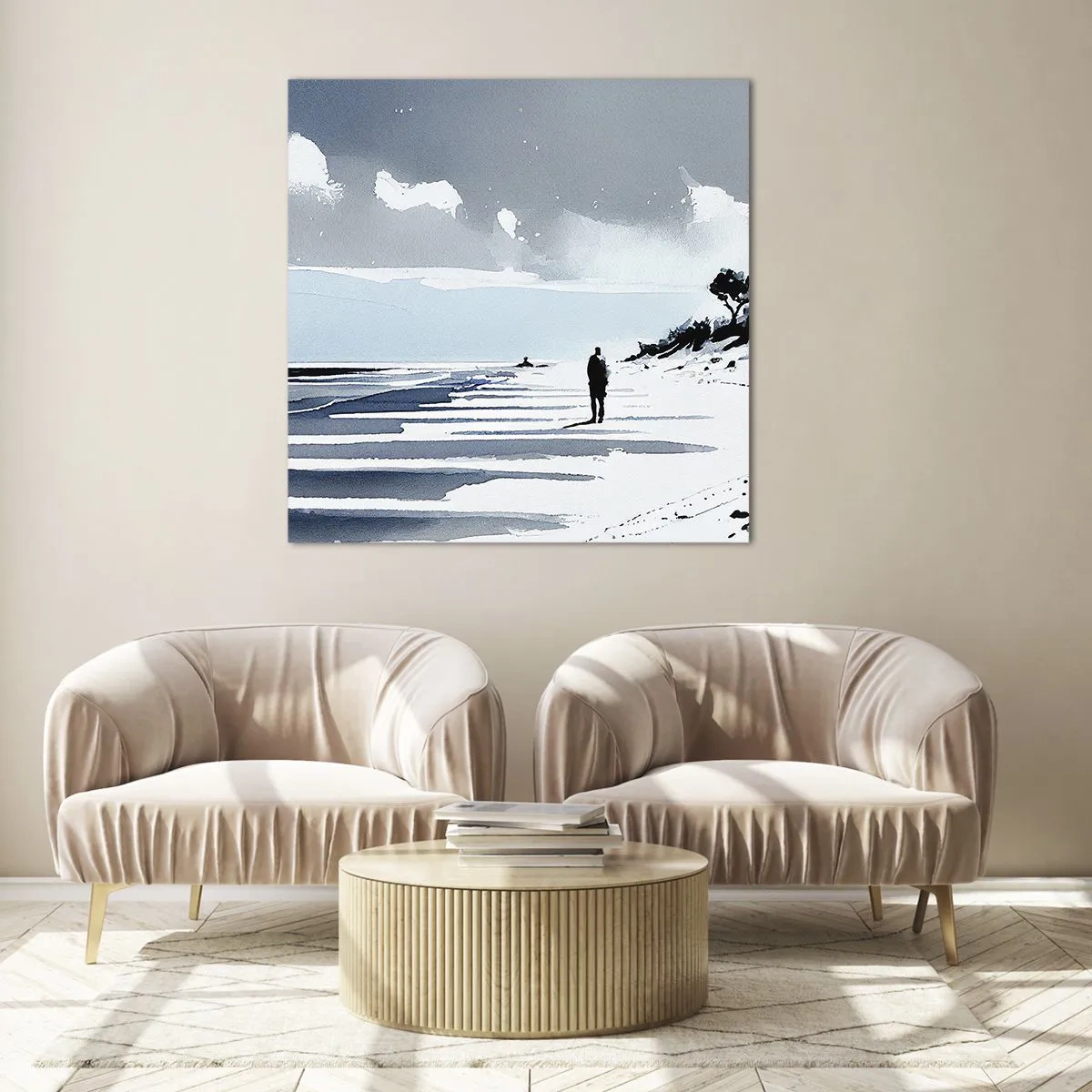 Quadro em vidro - Sozinho - 70x70 cm