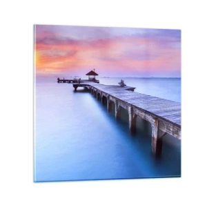 Quadro em vidro - Um mar de paz no horizonte - 40x40 cm