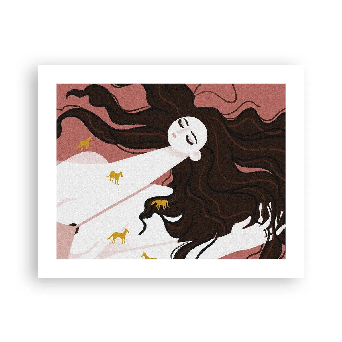 Pôster - Sonho com um cavalo dourado - 50x40 cm