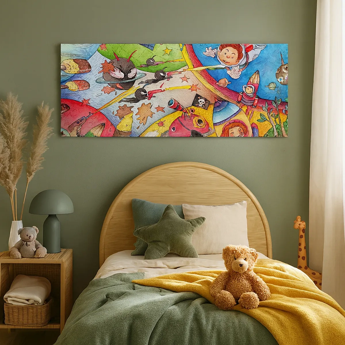 Quadro em tela - Uma grande aventura espacial - 30x30 cm