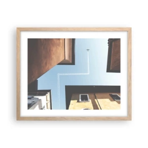 Pôster com moldura de carvalho claro - Acima do labirinto da cidade - 50x40 cm