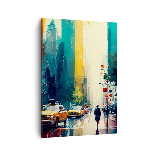 Quadro em tela - Nova York – até a chuva é colorida aqui - 50x70 cm