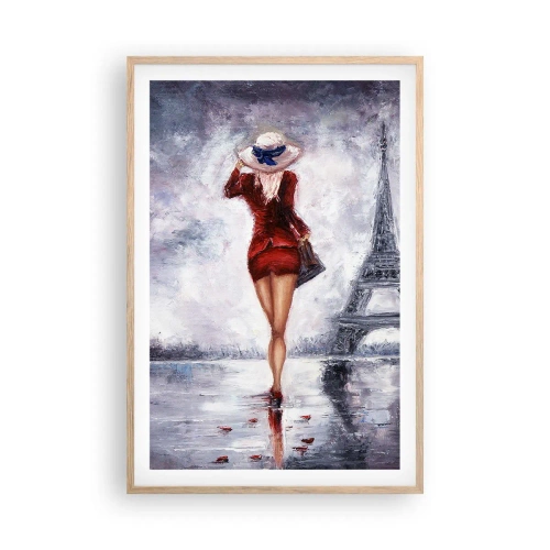 Pôster com moldura de carvalho claro - Símbolos parisienses - 61x91 cm