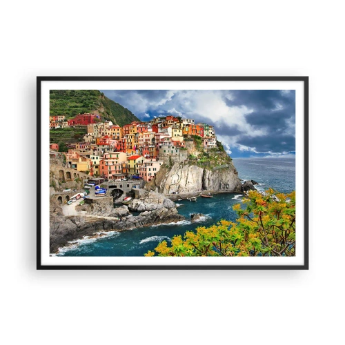 Pôster com moldura preta - Um aglomerado nas rochas - 100x70 cm