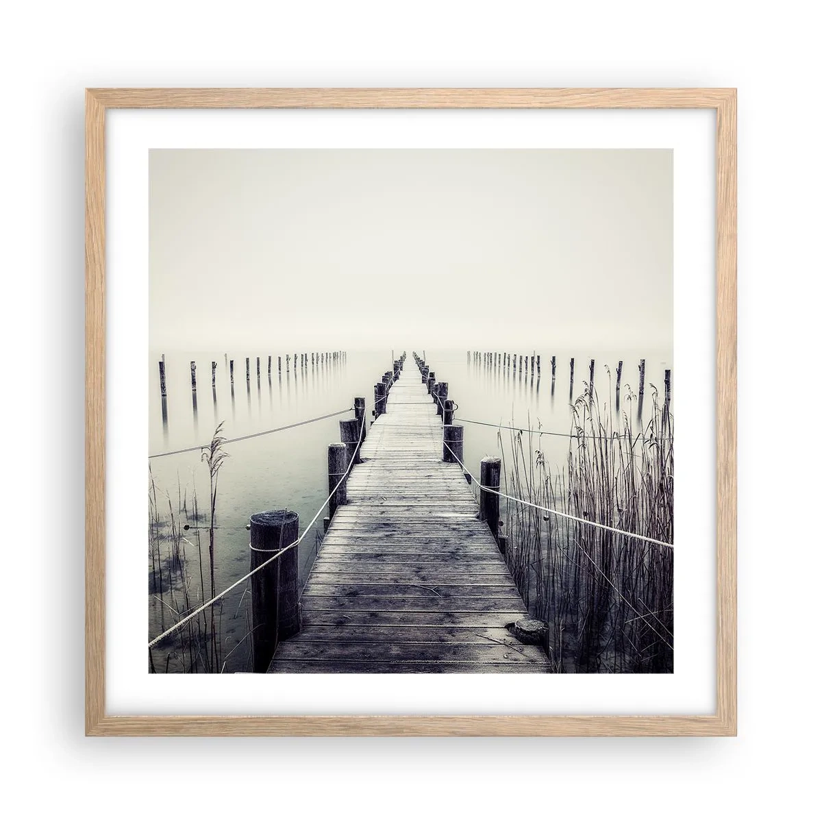 Pôster com moldura de carvalho claro - Mergulhe em paz - 50x50 cm