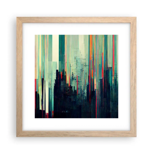 Pôster com moldura de carvalho claro - Cidade futurista - 30x30 cm