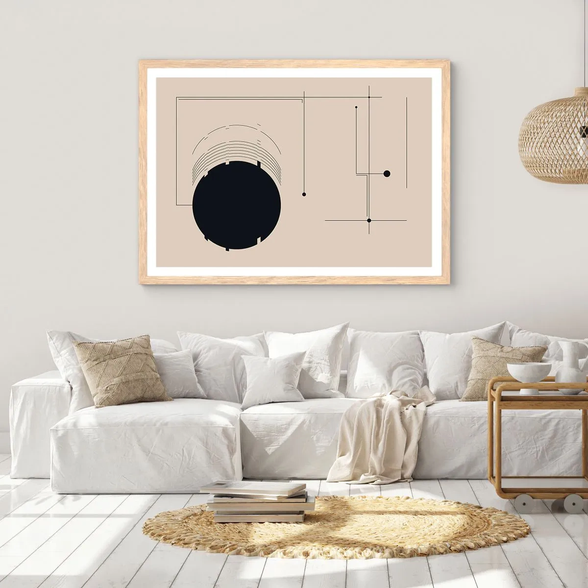 Pôster com moldura de carvalho claro - Composição flexível e dinâmica - 70x50 cm