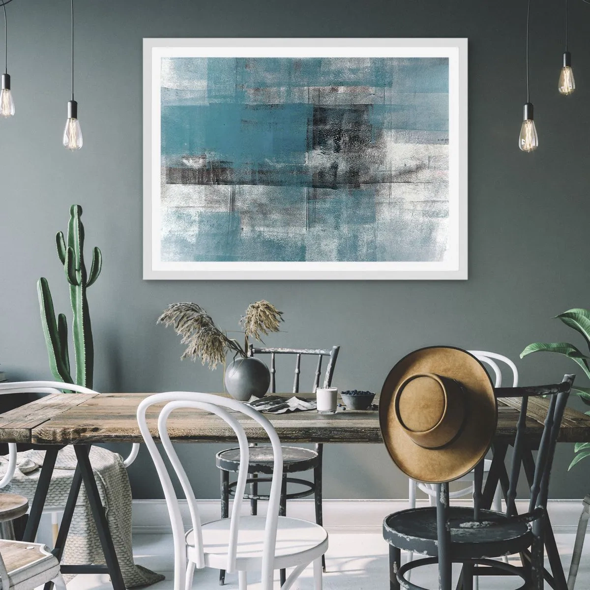 Pôster em moldura branca - Água e ar - 100x70 cm