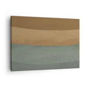 Quadro em tela - Composição abstrata em tons de terra naturais - 70x50cm - Composição horizontal - Decoração de parede moderna para a sala de estar e quarto ARTTOR