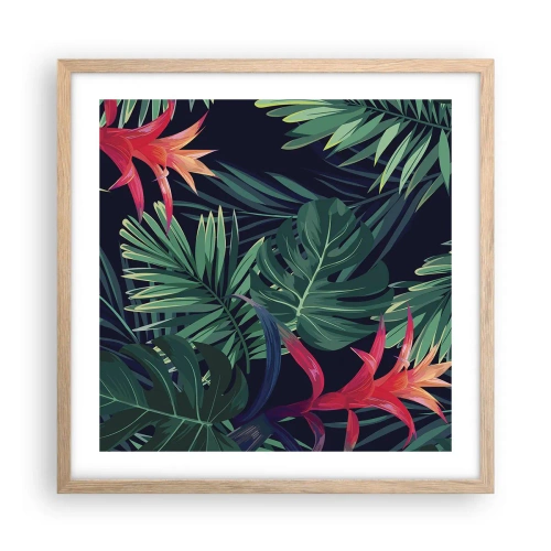 Pôster com moldura de carvalho claro - Queimar em verde - 50x50 cm