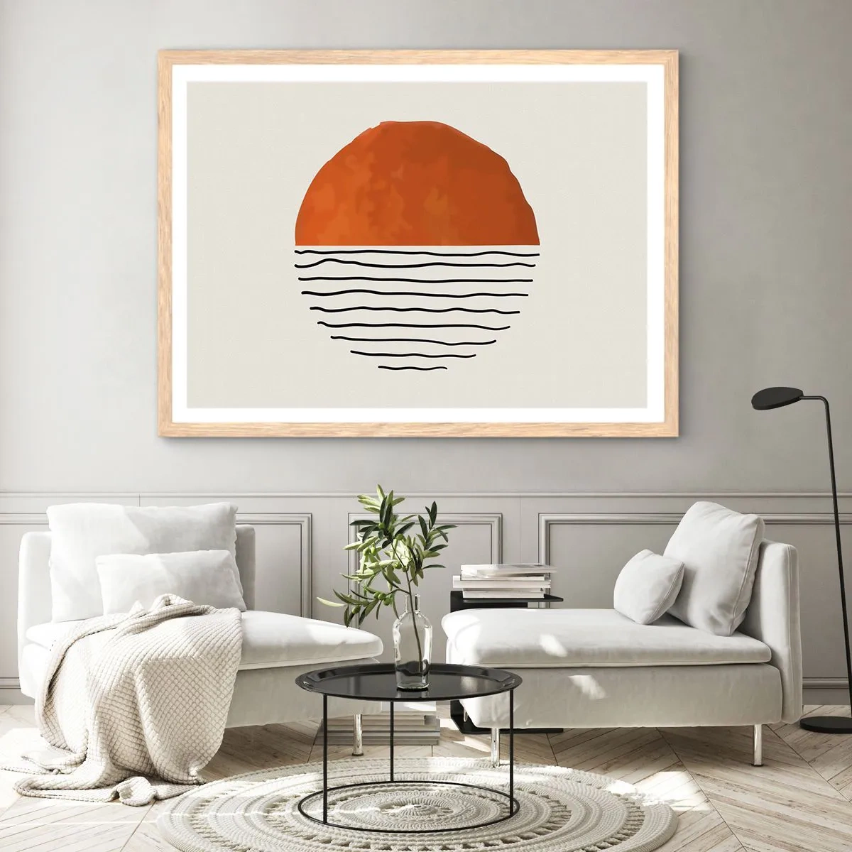 Pôster com moldura de carvalho claro - No clima japonês - 40x30 cm