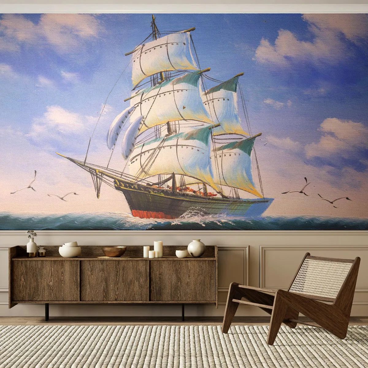 Papel de Parede Premium Canvas - Orgulhosamente com o vento - Náutico, Veleiro, oceano - 100x70 cm