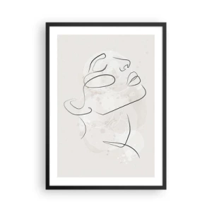 Pôster com moldura preta - Retrato de rosto minimalista em estilo linear - 50x70cm - Esboço de um sonho - Decoração de parede moderna para a sala de estar e quarto ARTTOR