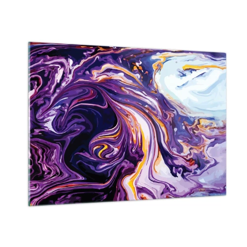 Quadro em vidro - Onde o espaço se dobra em roxo - 100x70 cm