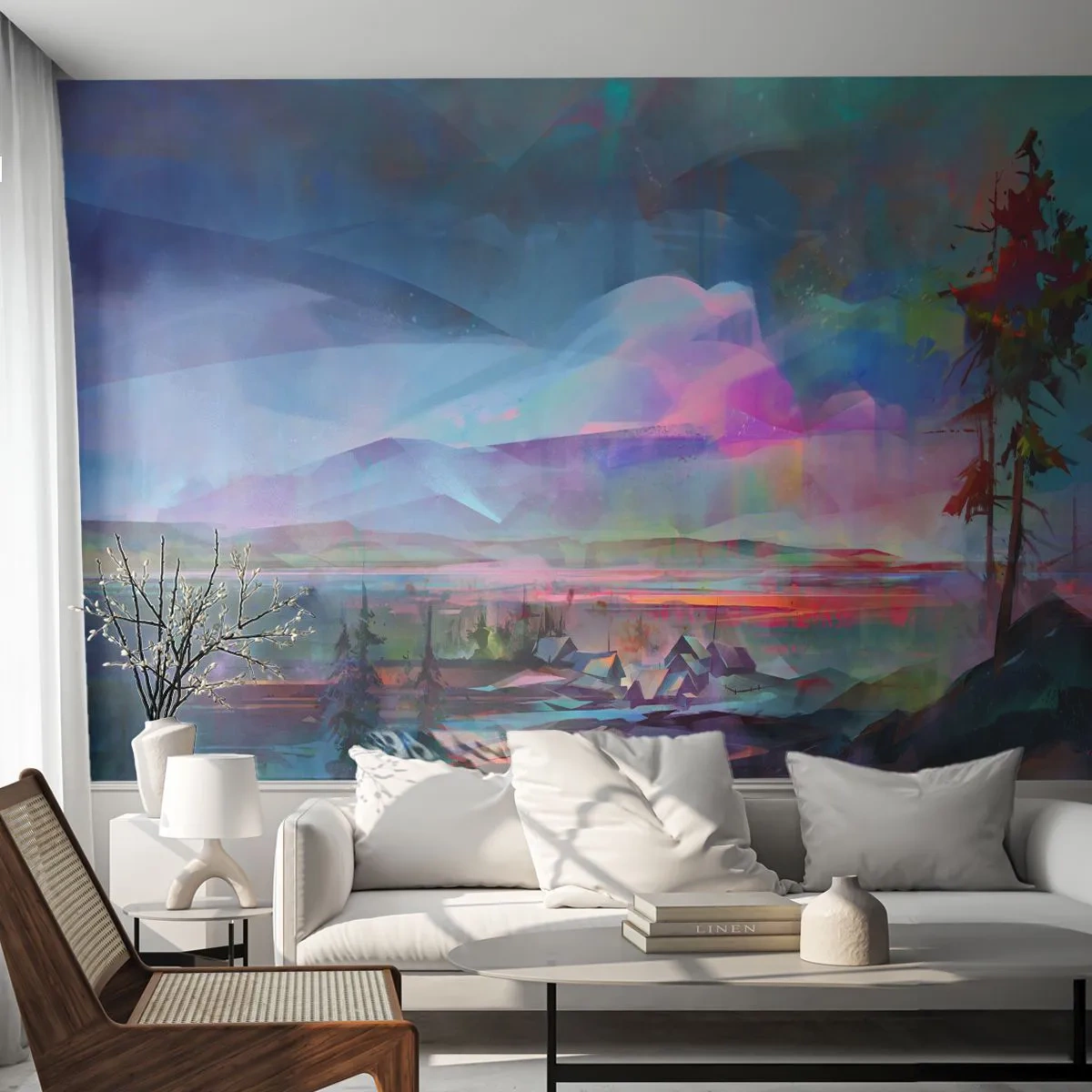 Papel de Parede Premium Canvas - Sob um céu benevolente - Abstração, Paisagem, Montanhas - 350x256 cm