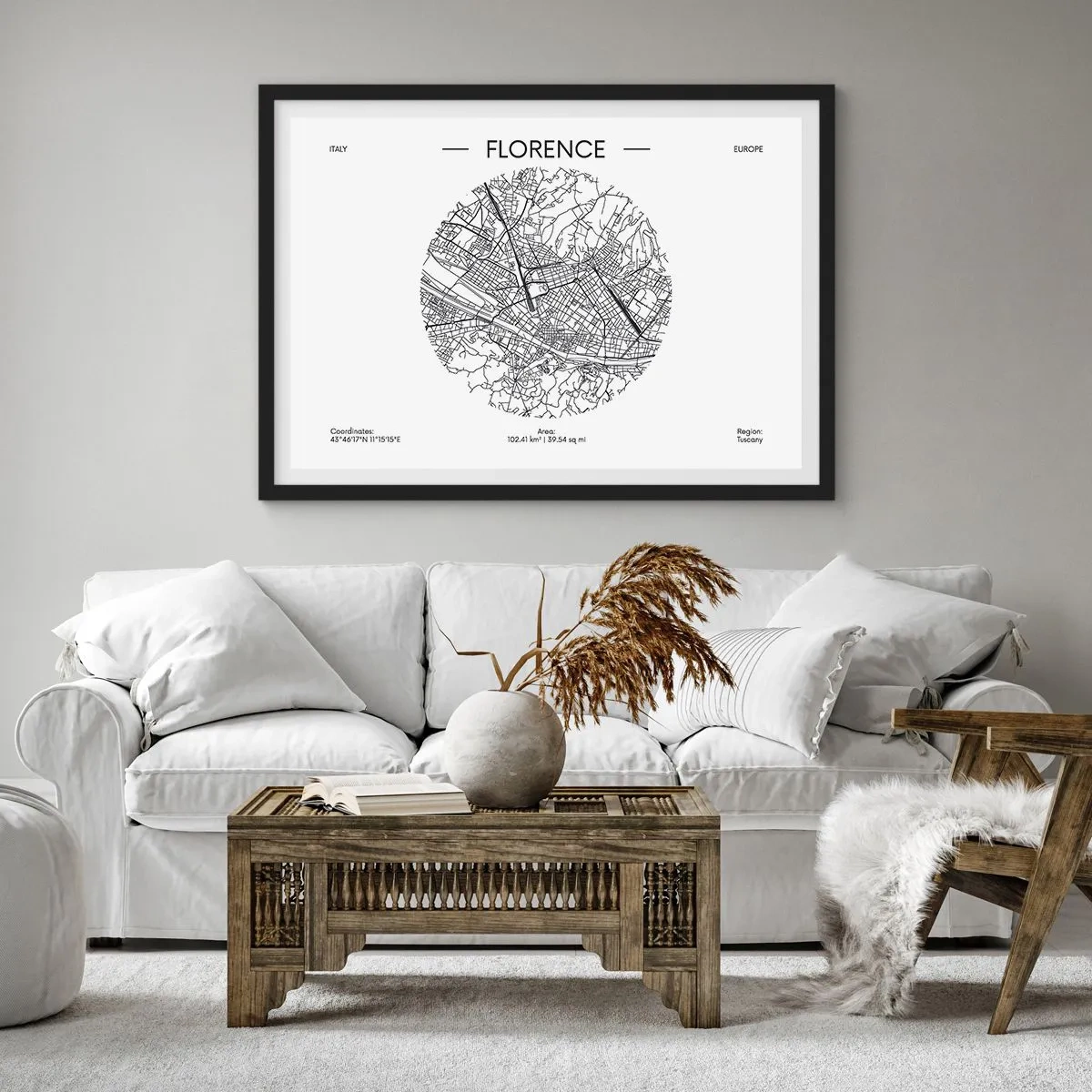 Pôster com moldura preta - A anatomia de Florença - 70x50 cm