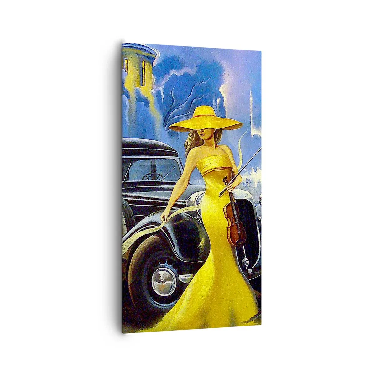 Quadro em tela - Música instrumental com violino e amor - 65x120 cm