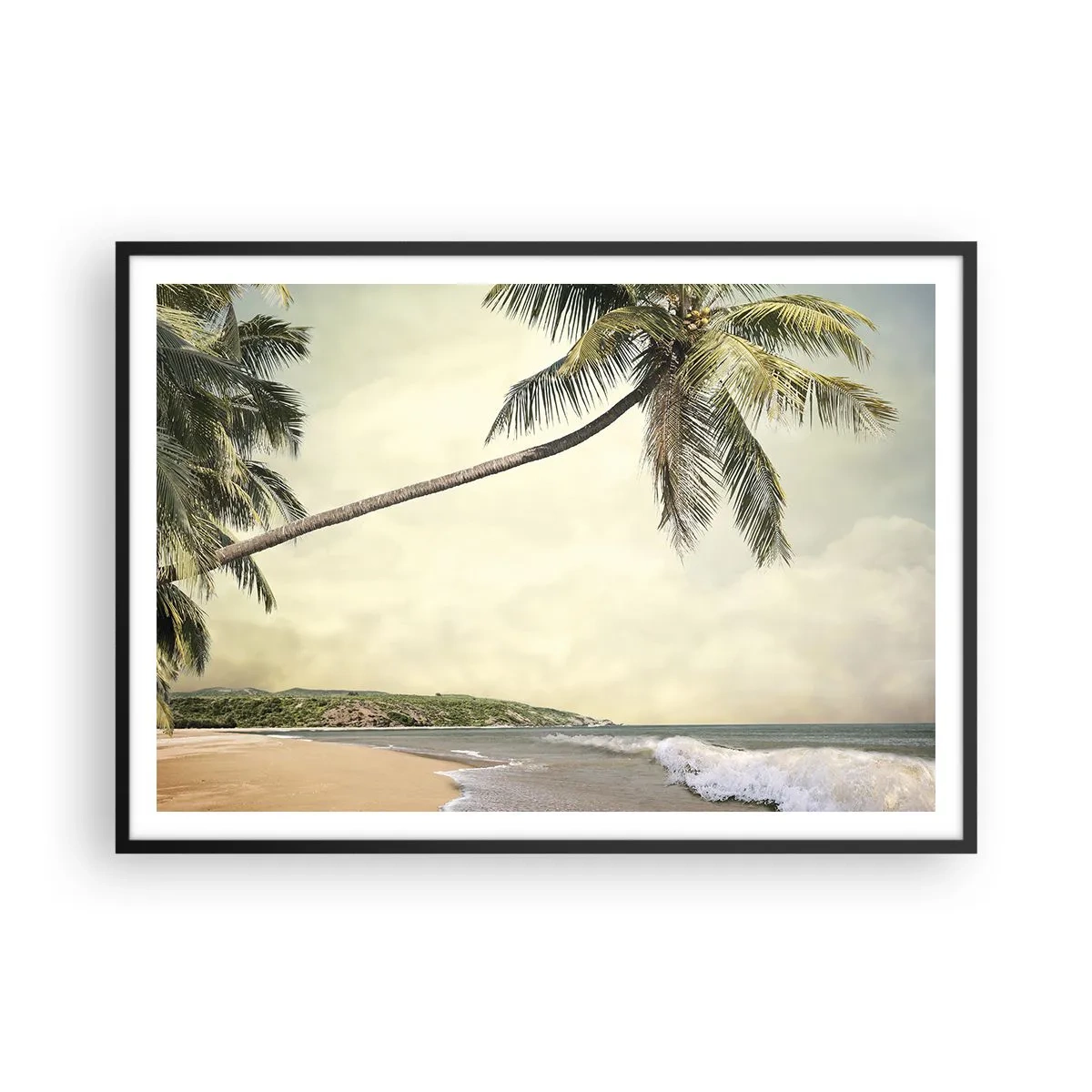 Pôster com moldura preta - Sonho tropical - 100x70 cm