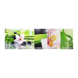 Amostra de papel de parede Premium Canvas - Frescor e vigor - Bambu, Flor, Orquídea - 100x30 cm