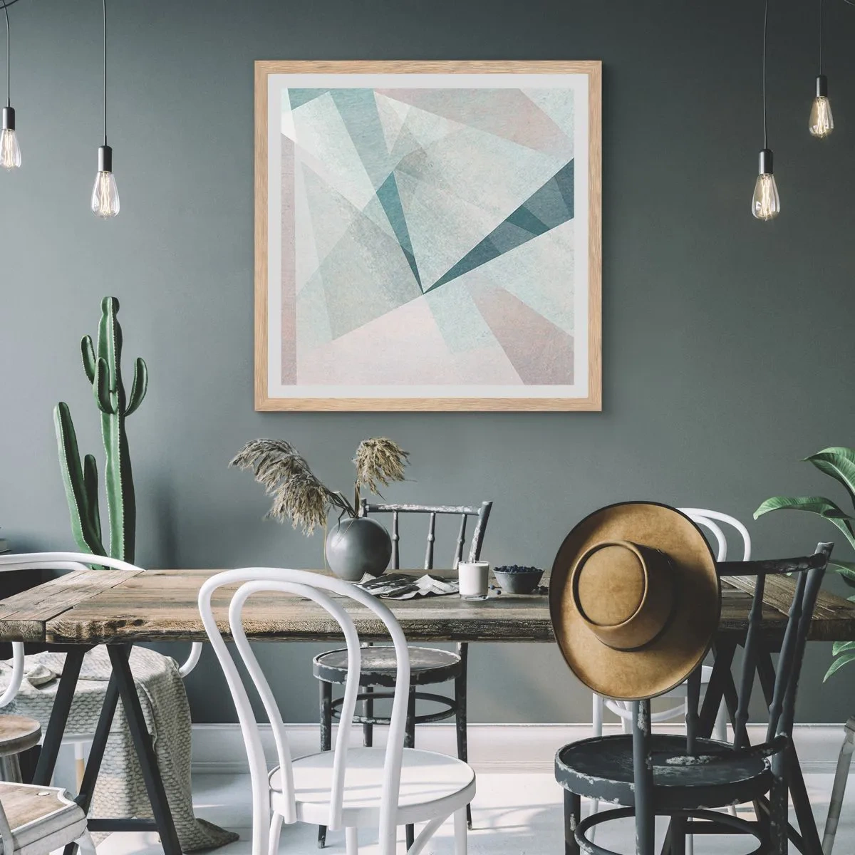 Pôster com moldura de carvalho claro - Calmo, embora dinâmico - 40x40 cm