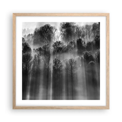 Pôster com moldura de carvalho claro - Em correntes de luz - 50x50 cm