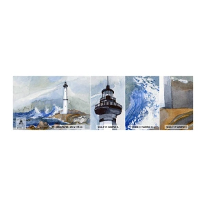 Amostra de papel de parede autocolante Deluxe Sticker - Contra as trevas e a tempestade - Farol, Paisagem, oceano - 100x30 cm