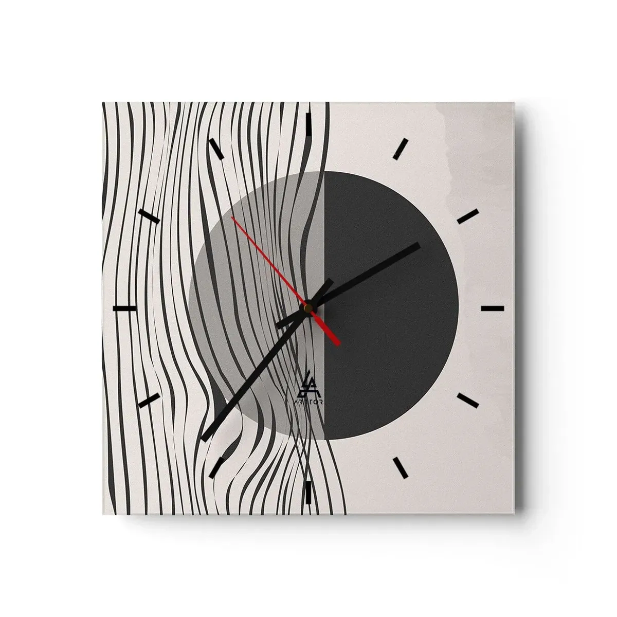 Relógio de parede - Relógio em vidro - Composição da metade - 40x40 cm