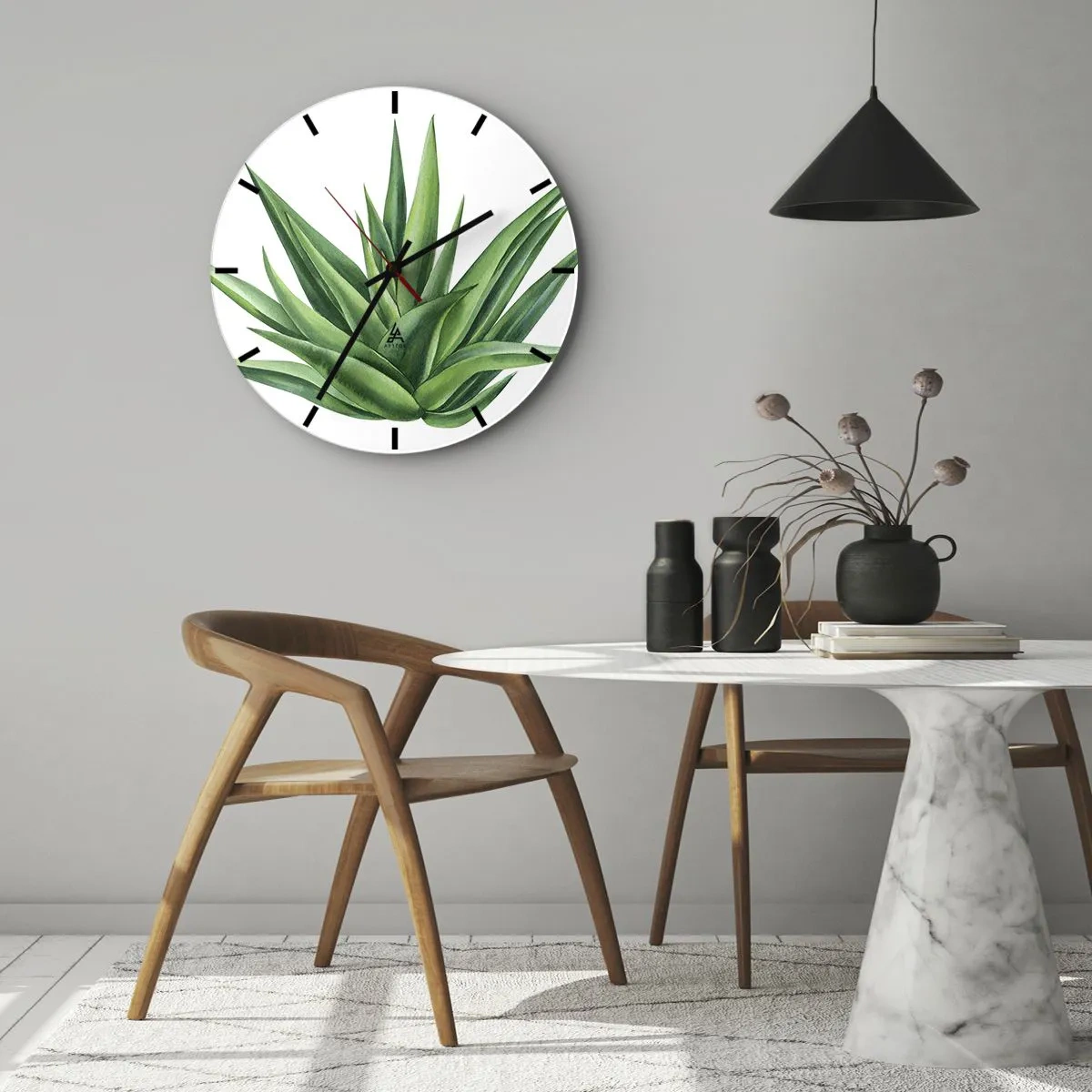 Relógio de parede - Relógio em vidro - Verde – força – vida - 40x40 cm
