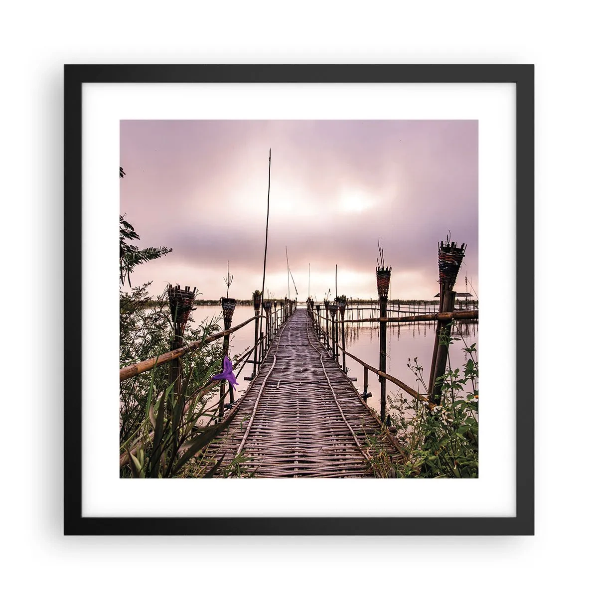 Pôster com moldura preta - Paz e tranquilidade da Ásia - 40x40 cm