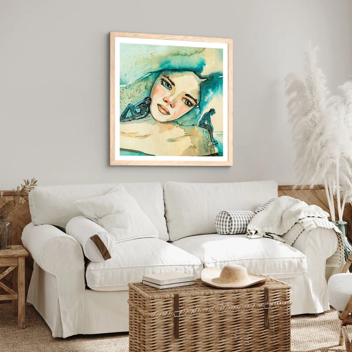 Pôster com moldura de carvalho claro - Am I blue? - 60x60 cm
